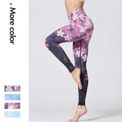 High waist Pants for yoga Women Flower Active wear