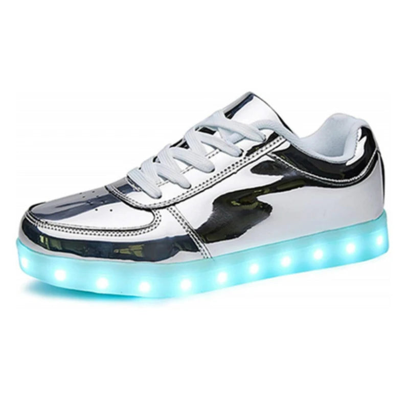 Led shoes men Casual  Light Up Shoes lover Luminous Gold Silver