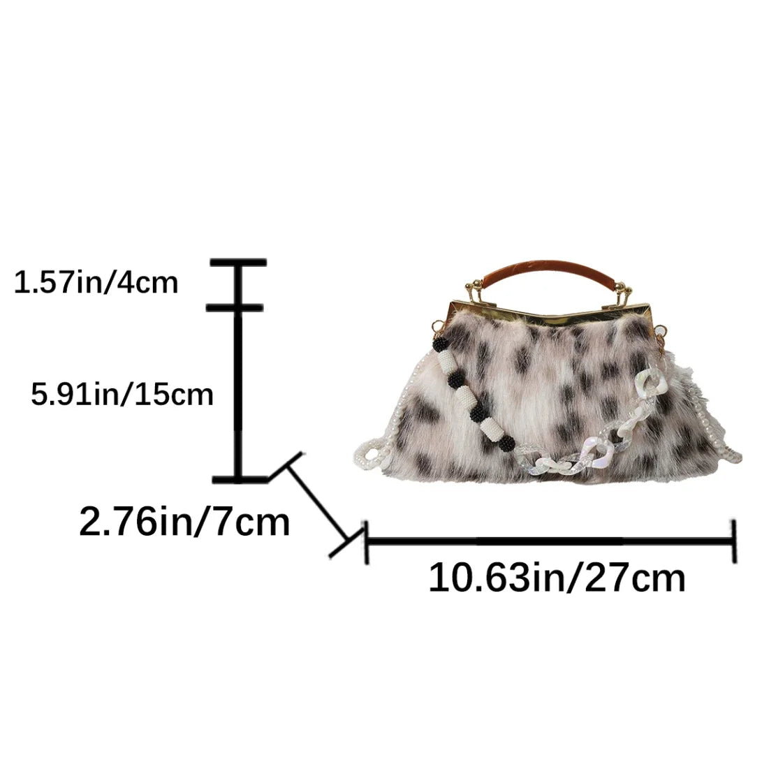Women Luxury Leopard Faux Fur Wedding Purse