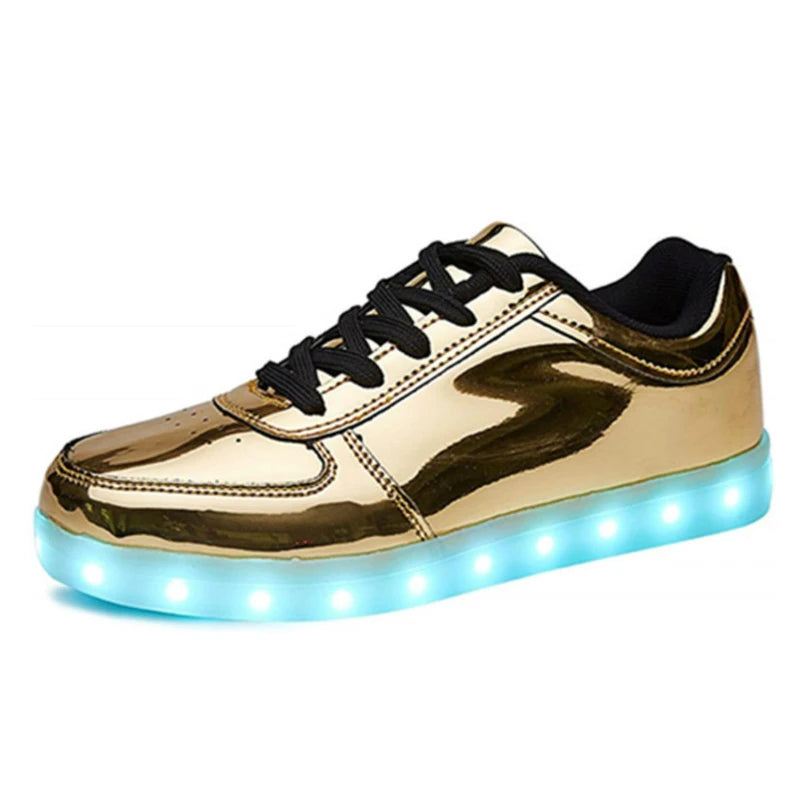 Led shoes men Casual  Light Up Shoes lover Luminous Gold Silver
