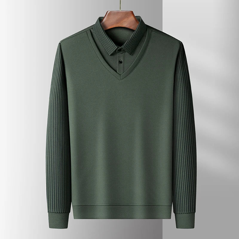 men's polo shirt for autumn winter fashion two pieces top