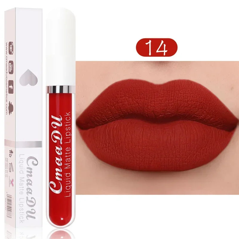 Lip Gloss Brown Nude Pigment Dark Red Long Lasting Velvet Liquid Lipstick