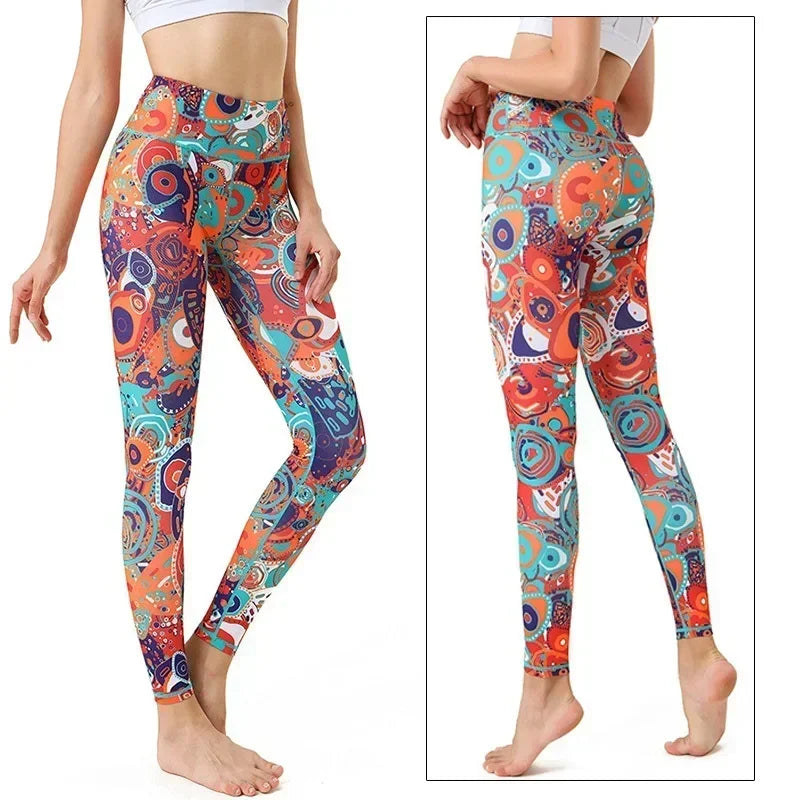 Women's Yoga Pants Women Flower High Waist Sports Leggings