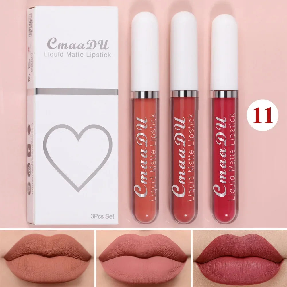 Lip Gloss Brown Nude Pigment Dark Red Long Lasting Velvet Liquid Lipstick