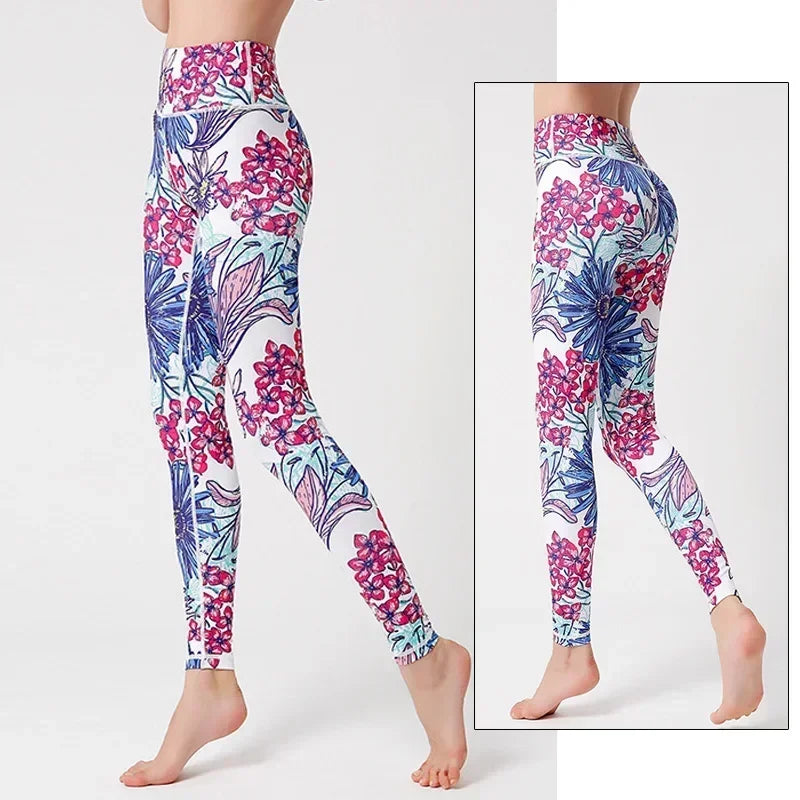 Yoga Pants Flower High Waist Sports Leggings for women