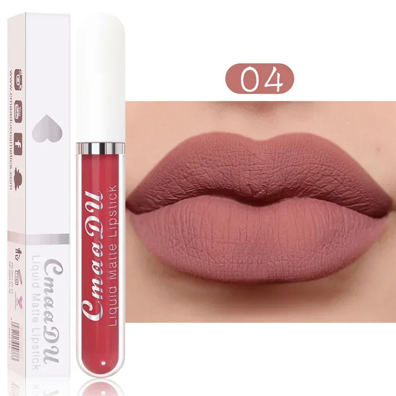 Lip Gloss Brown Nude Pigment Dark Red Long Lasting Velvet Liquid Lipstick