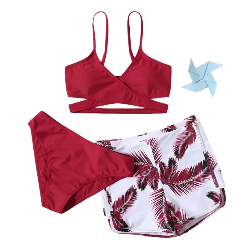 Three-Piece Bikinis  Women's Swimwear Push Up Female Swimsuit Swimming Bathing Suits