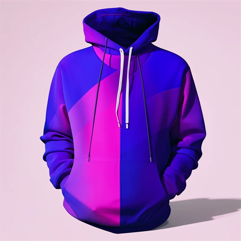 3D Printed Purple Hoodie Men's Y2k Casual Design Hooded