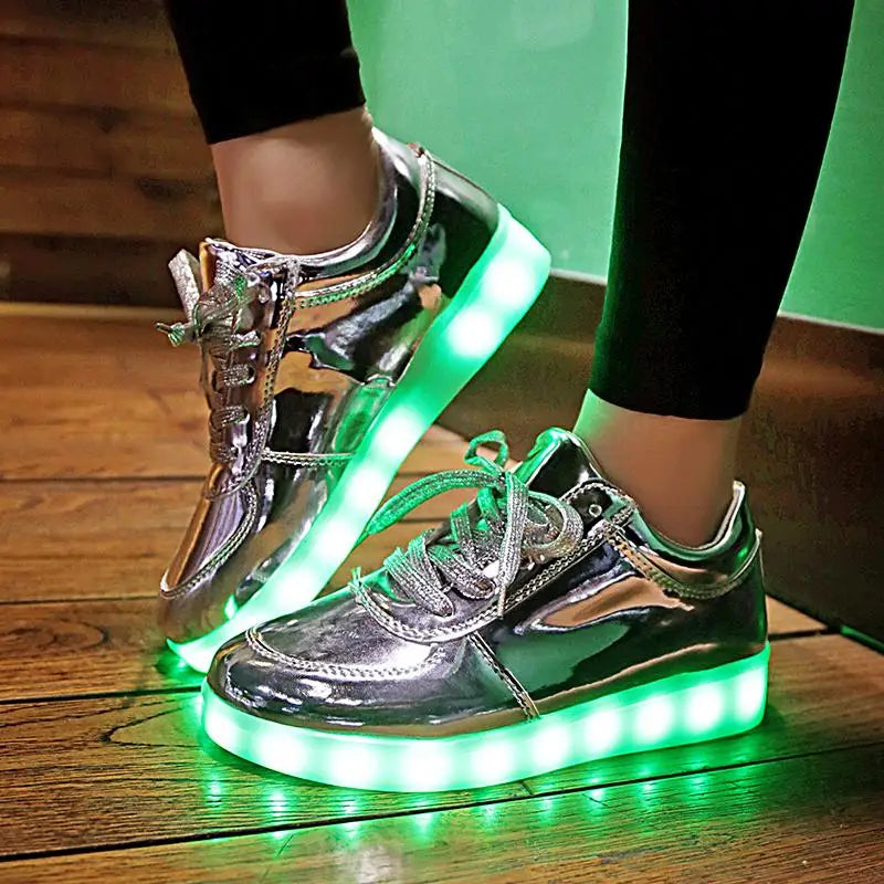 Led shoes men Casual  Light Up Shoes lover Luminous Gold Silver