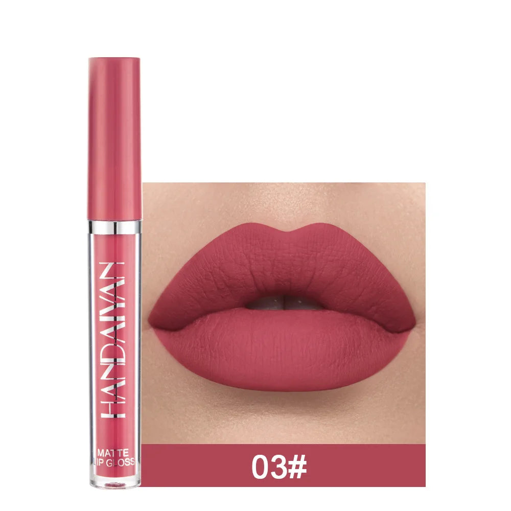 Handaiyan 12 Colors Matt Lip Gloss Longlasting Red Nude Lipstick Liquid matte Waterproof Lipgloss Makeup
