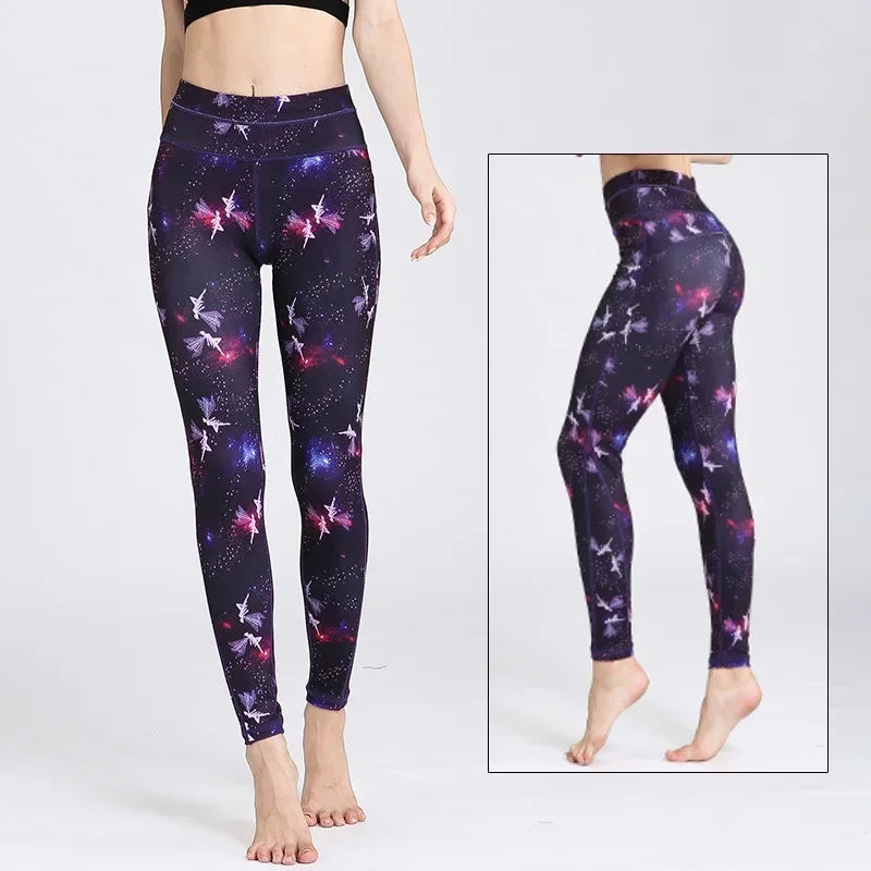 High waist Pants for yoga Women Flower Active wear