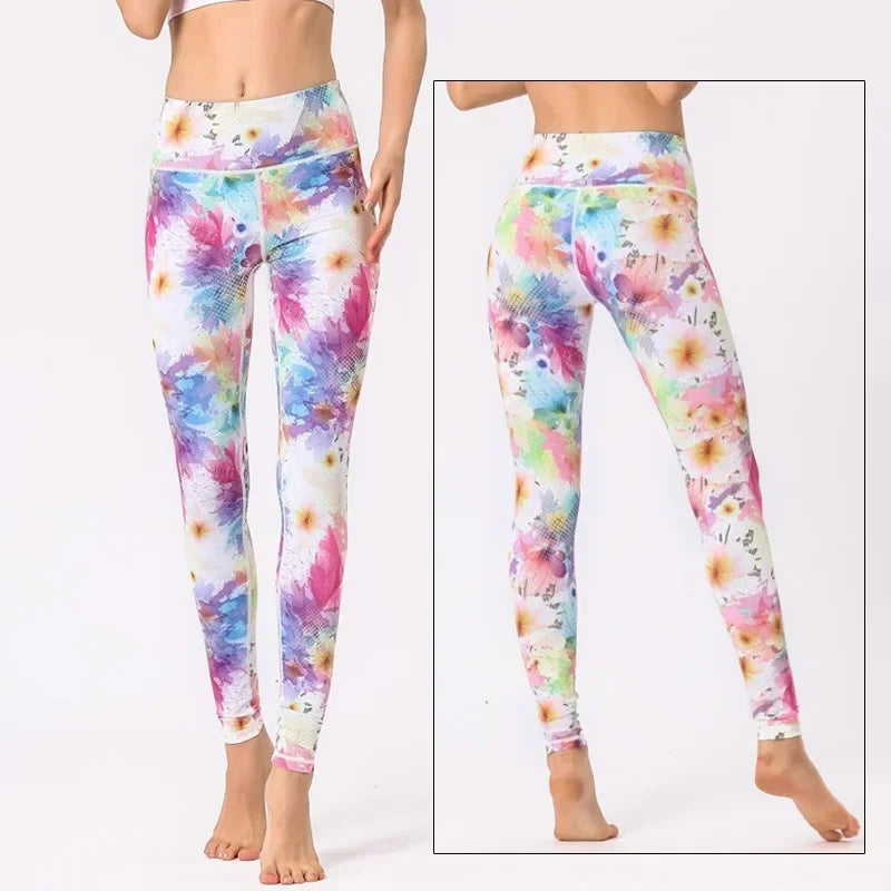 Yoga Pants Flower High Waist Sports Leggings for women