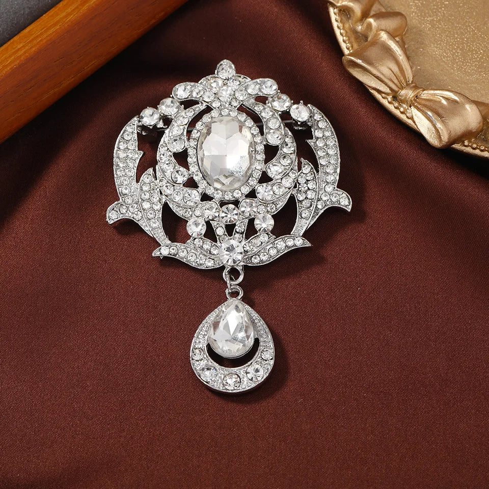 SHMIK Classic Palace Style Women's Vintage Crystal Pendatn Brooches