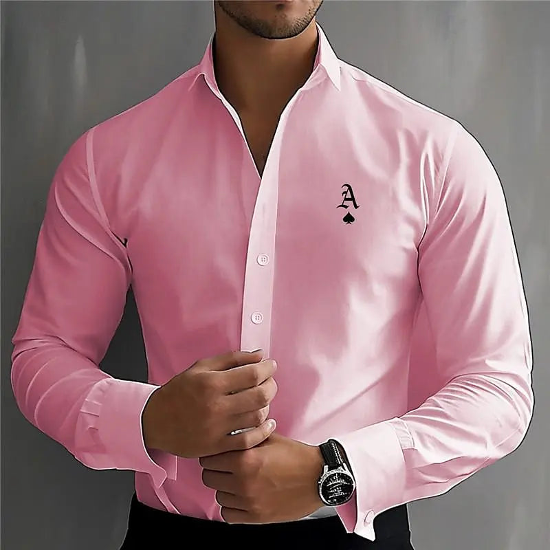 Men's printed shirt street work casual wear shirt