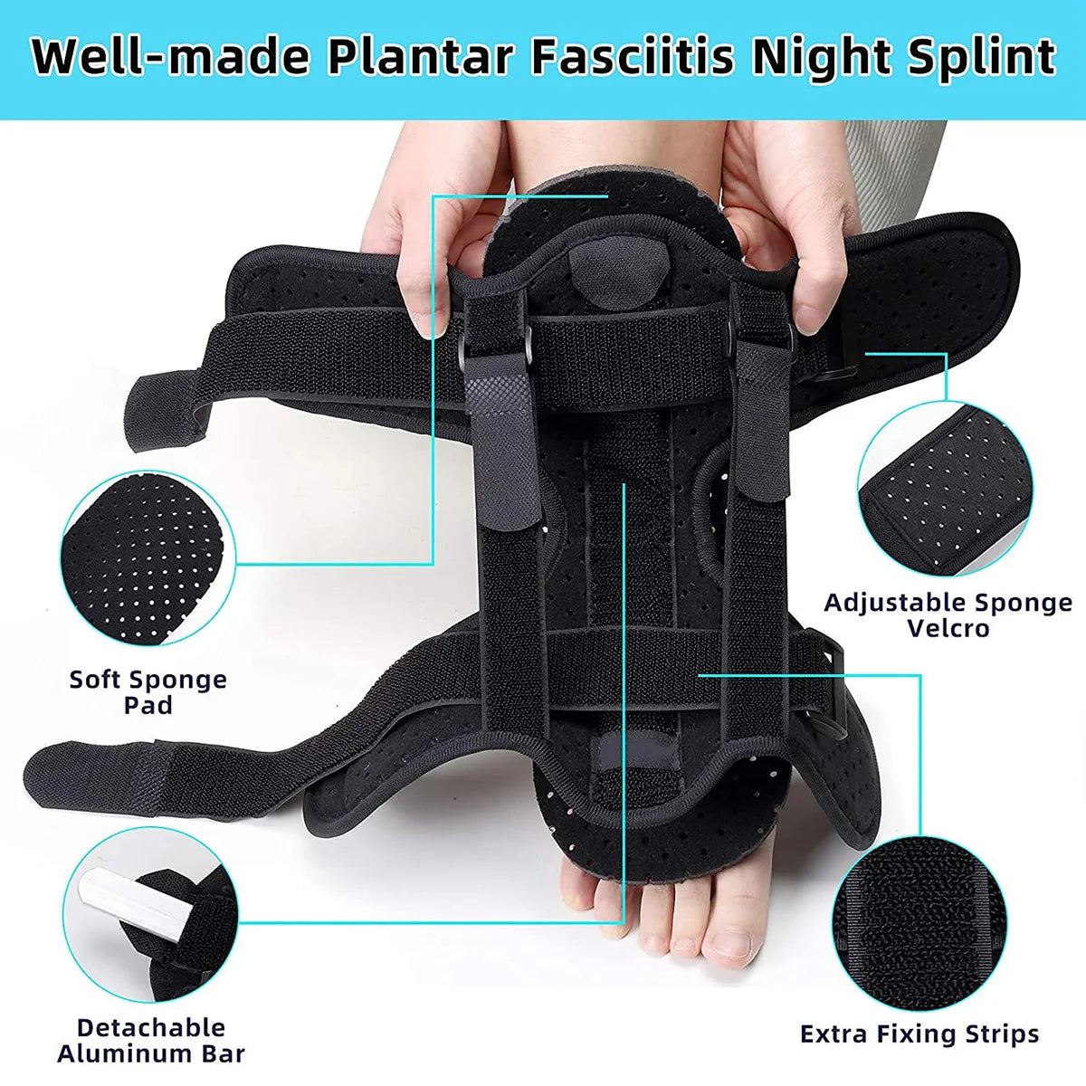 Plantar Fasciitis Night Splint Adjustable Foot Drop Orthotic Brace for Plantar