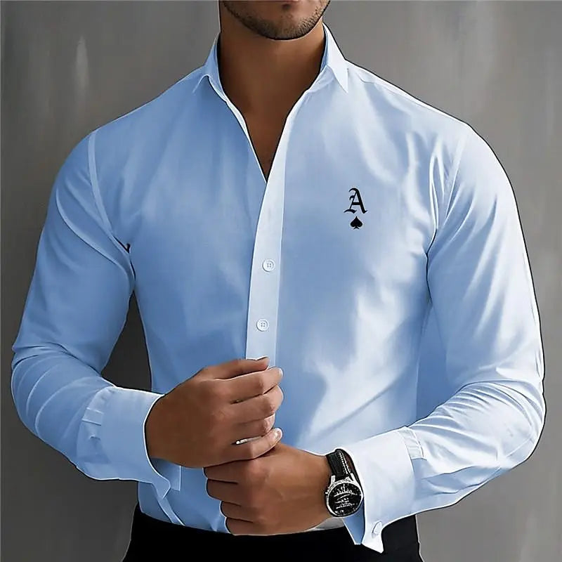 Men's printed shirt street work casual wear shirt