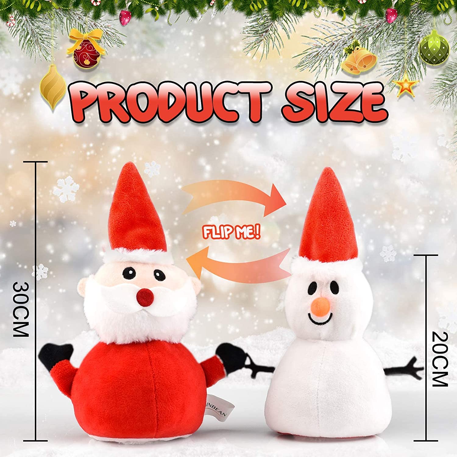 Christmas Santa Claus Double Side Stuffed Plushie Soft Doll