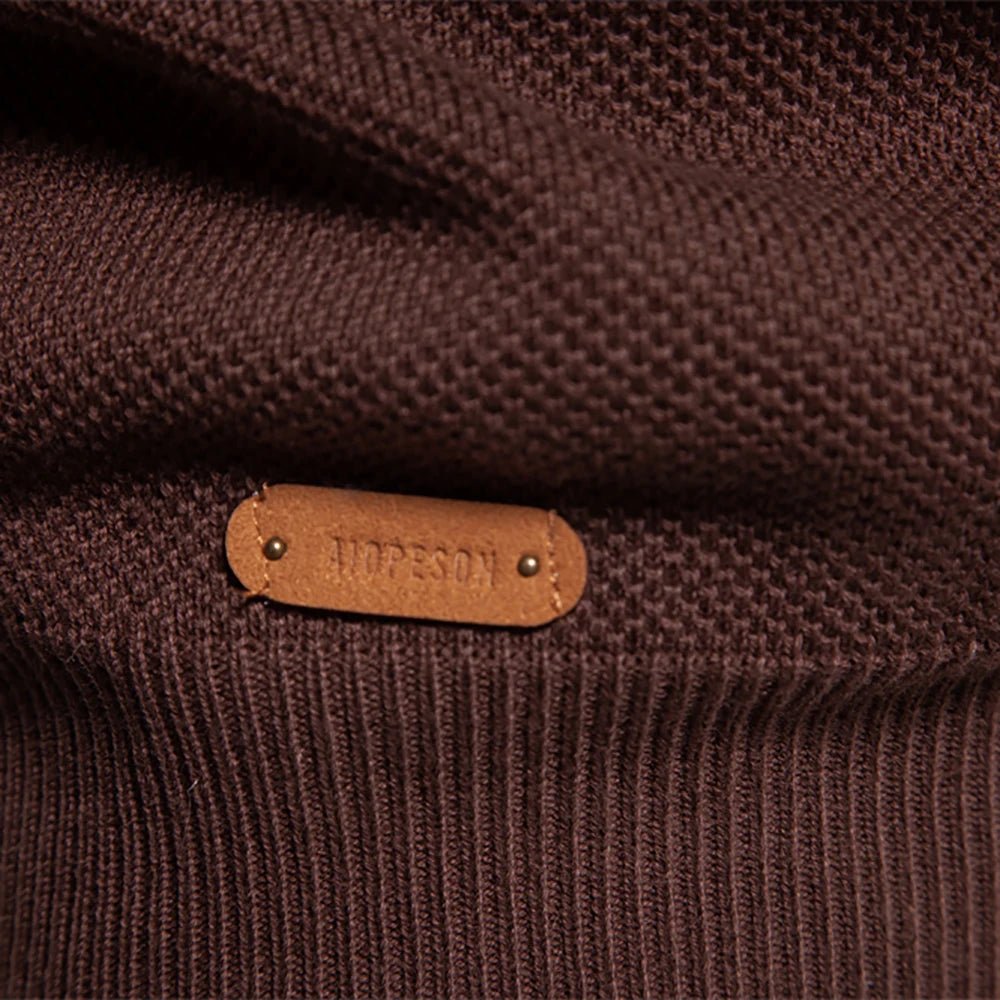 AIOPESON Brand High Quality Cotton Sweater for Men Zipper Mock Neck Pullovers Men Autumn Winter Striped Warm Mens Polo Sweater - Xprespick