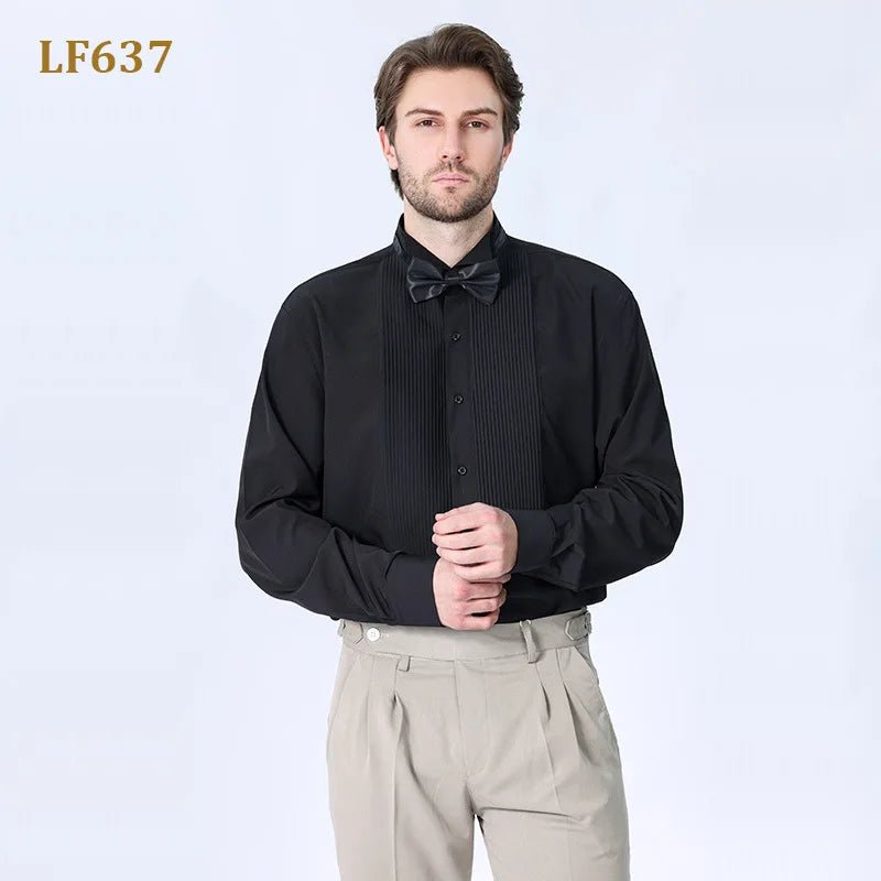 American size men's tuxedo shirt long sleeve spring and summer fashion new non - ironing formal business solid color plus size - Xprespick