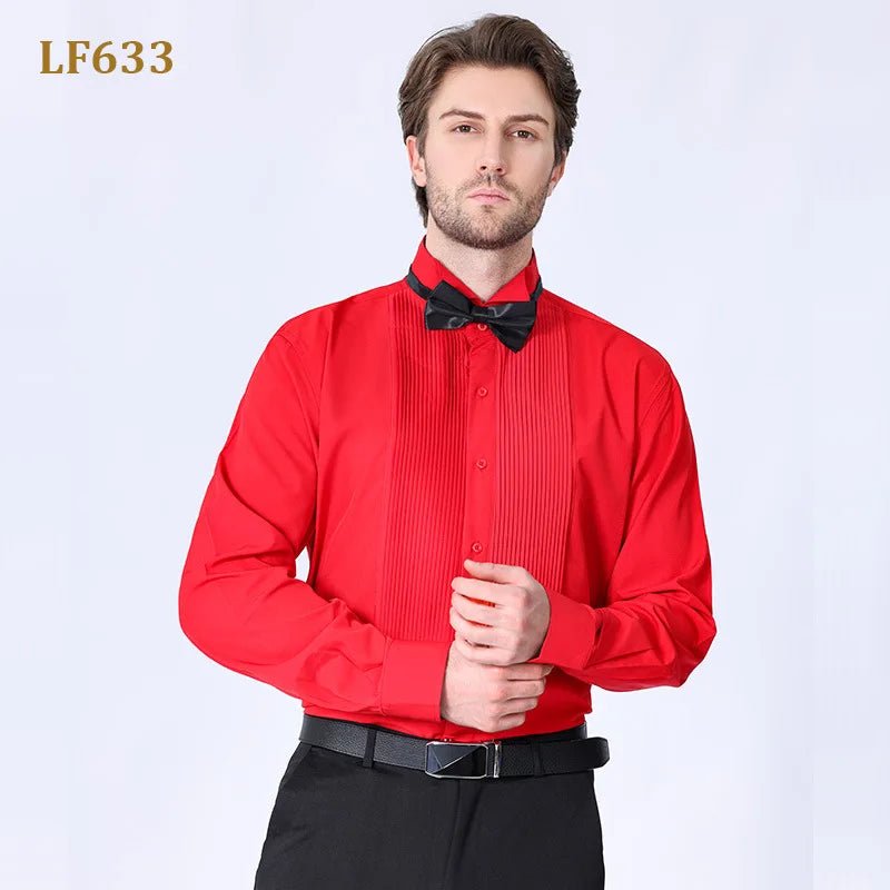 American size men's tuxedo shirt long sleeve spring and summer fashion new non - ironing formal business solid color plus size - Xprespick