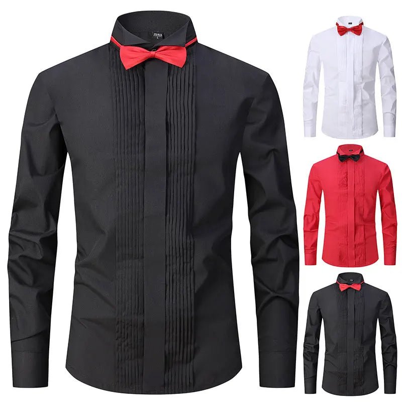 American size men's tuxedo shirt long sleeve spring and summer fashion new non - ironing formal business solid color plus size - Xprespick