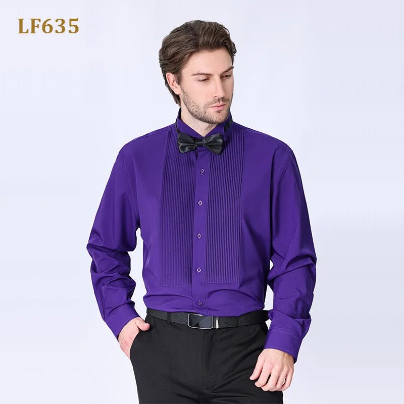 American size men's tuxedo shirt long sleeve spring and summer fashion new non - ironing formal business solid color plus size - Xprespick