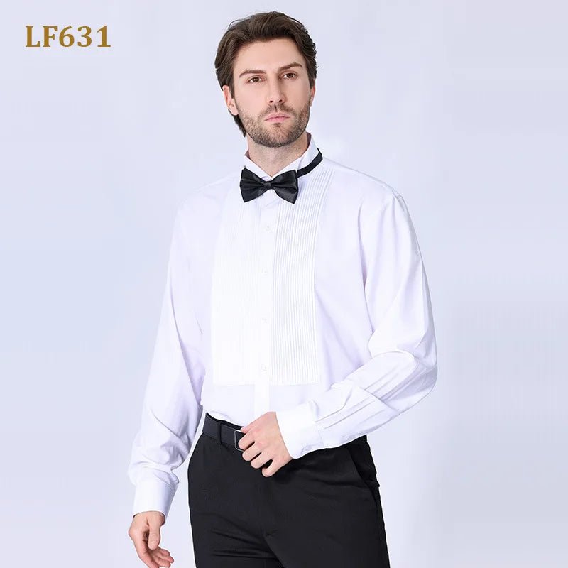 American size men's tuxedo shirt long sleeve spring and summer fashion new non - ironing formal business solid color plus size - Xprespick