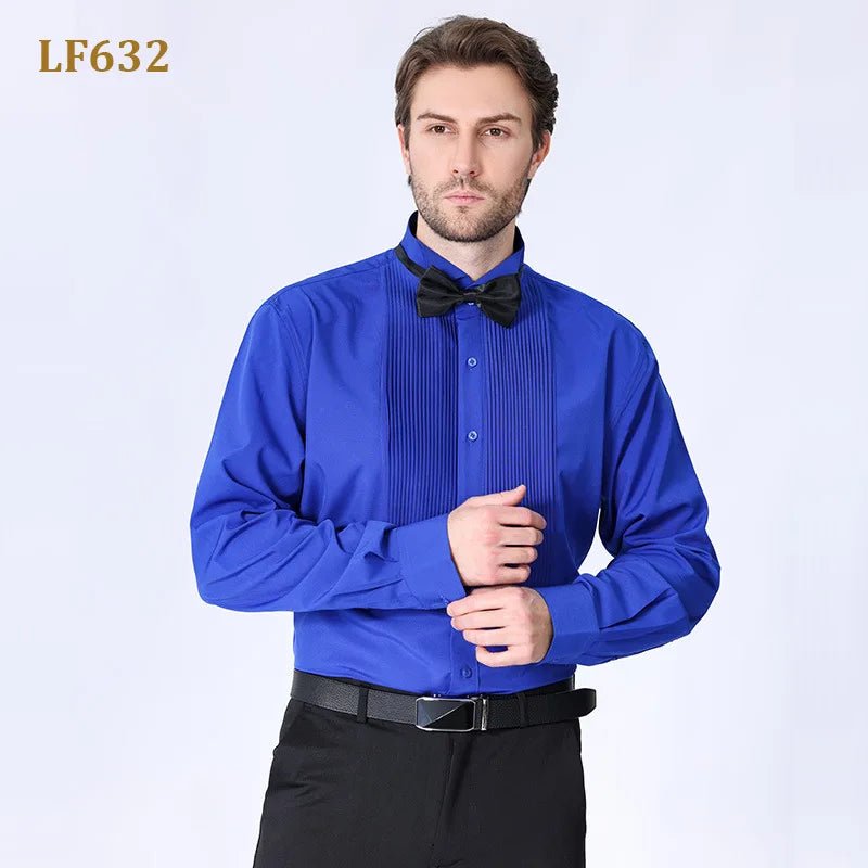 American size men's tuxedo shirt long sleeve spring and summer fashion new non - ironing formal business solid color plus size - Xprespick