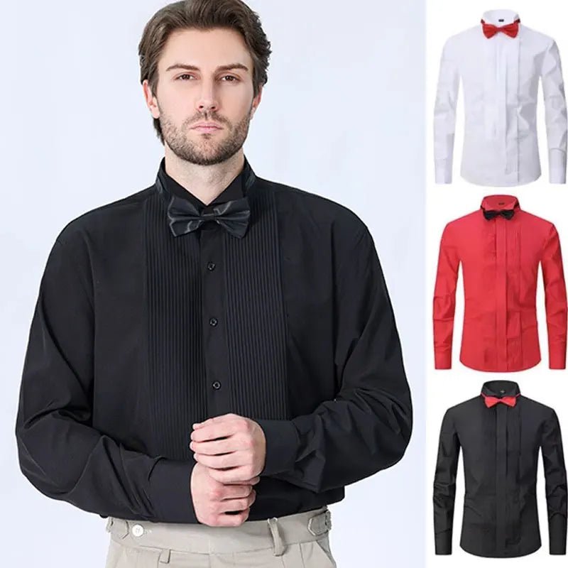American size men's tuxedo shirt long sleeve spring and summer fashion new non - ironing formal business solid color plus size - Xprespick