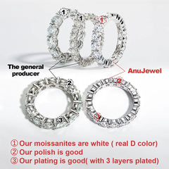 AnuJewel 4mm 5cttw D Color Moissanite Wedding Band Ring 925 Sterling Silver Eternity Band Rings For Women Jewelry Wholesale - Xprespick