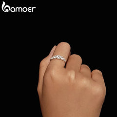 Bamoer D Color VVS1 EX Moissanite Ring Delicate Lab Diamond Ring 925 Sterling Silver for Women Engagement Wedding Jewelry - Xprespick