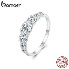 Bamoer D Color VVS1 EX Moissanite Ring Delicate Lab Diamond Ring 925 Sterling Silver for Women Engagement Wedding Jewelry - Xprespick