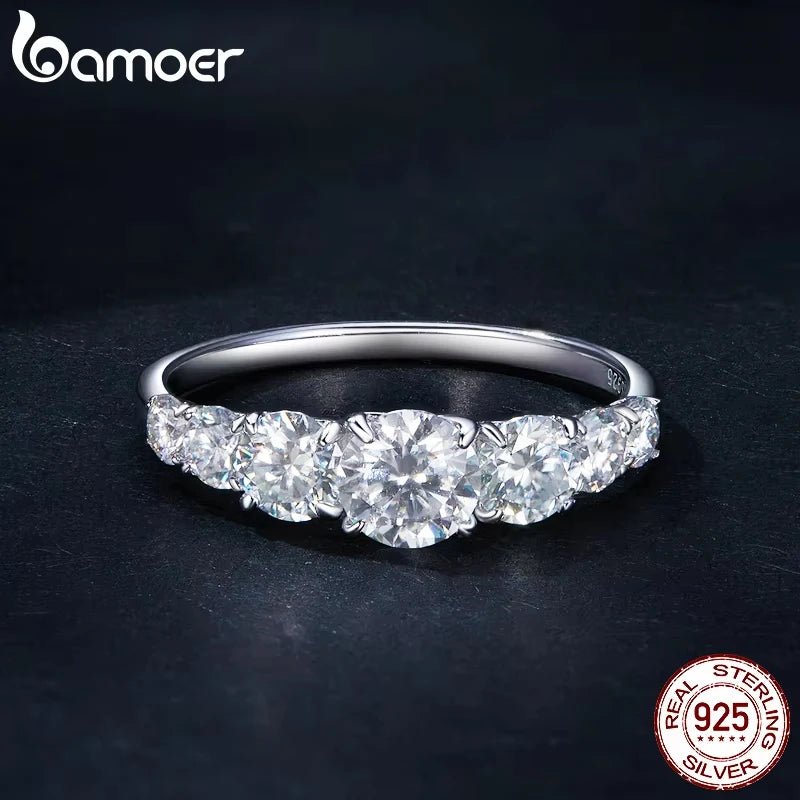 Bamoer D Color VVS1 EX Moissanite Ring Delicate Lab Diamond Ring 925 Sterling Silver for Women Engagement Wedding Jewelry - Xprespick