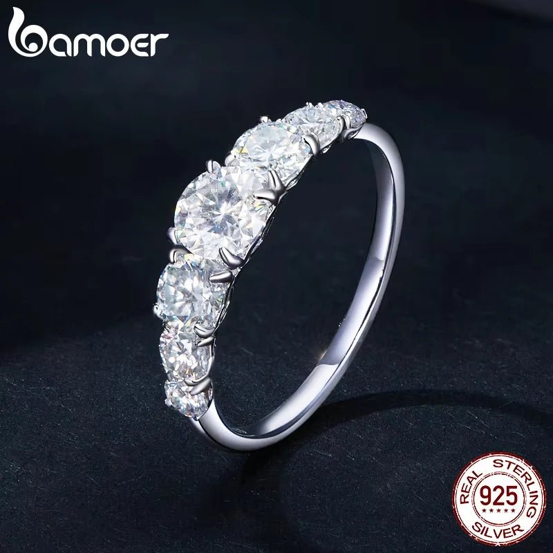 Bamoer D Color VVS1 EX Moissanite Ring Delicate Lab Diamond Ring 925 Sterling Silver for Women Engagement Wedding Jewelry - Xprespick