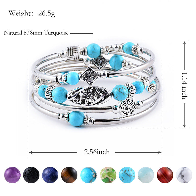 Handmade Turquoise Winding Bracelet for Women