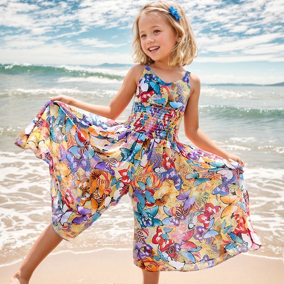 Bohemian Summer Girls Flower Dress Kids Girl Beach Dresses kids wear - Xprespick