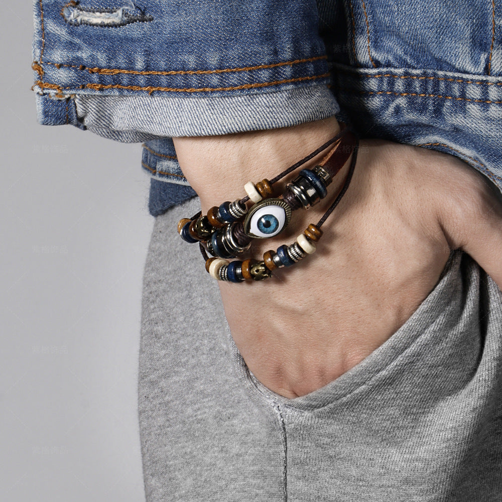 Popular Ethnic Style Multi-layer Cowhide Hand-woven