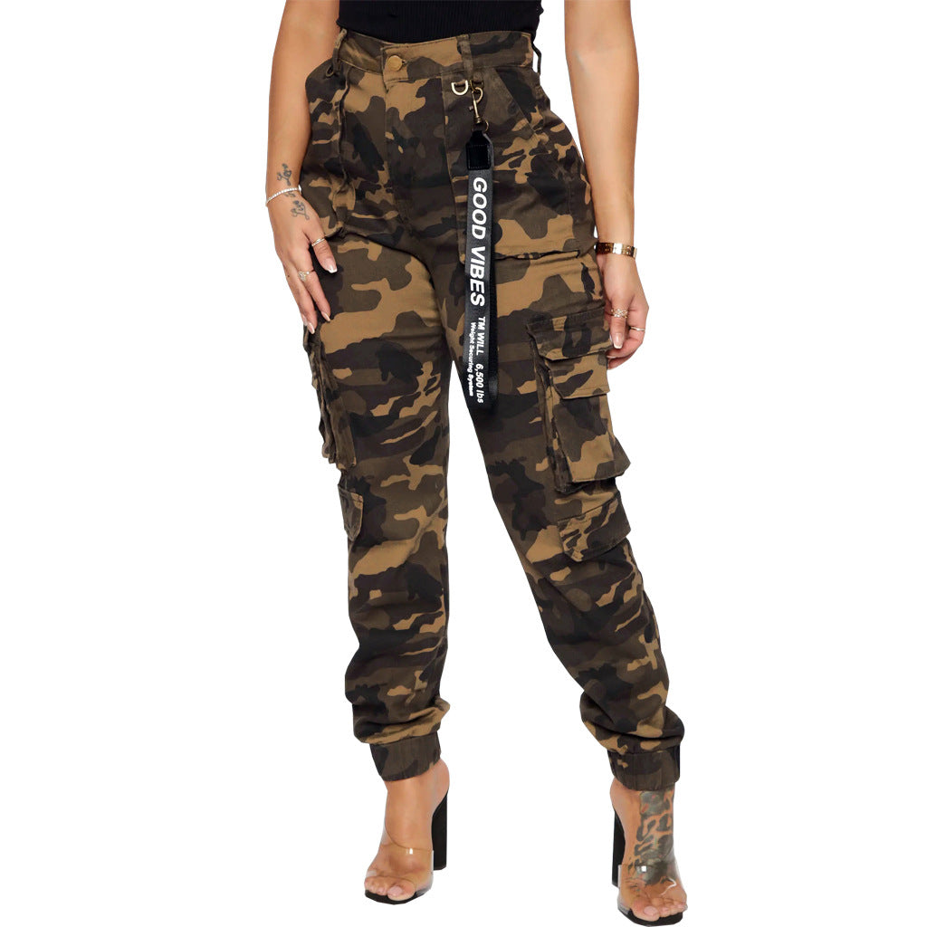 High Elasticity Camouflage Skinny Jeans for Women
