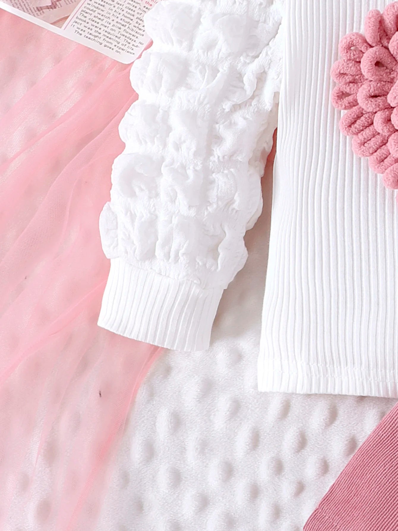 Comfortable Sweet And Cute Bubble Sleeves, Love Chapter Top + Pink Short Skirt Set girl clothing - Xprespick