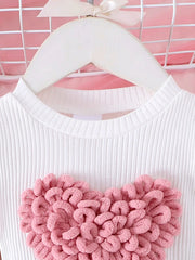 Comfortable Sweet And Cute Bubble Sleeves, Love Chapter Top + Pink Short Skirt Set girl clothing - Xprespick