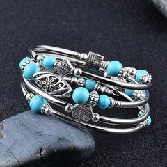 Handmade Turquoise Winding Bracelet for Women