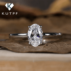 GRA Certified 1/2/3 Carat Oval Cut Moissanite Solitaire Diamond Ring 925 Sterling Silver Engagement Wedding Rings for Women - Xprespick