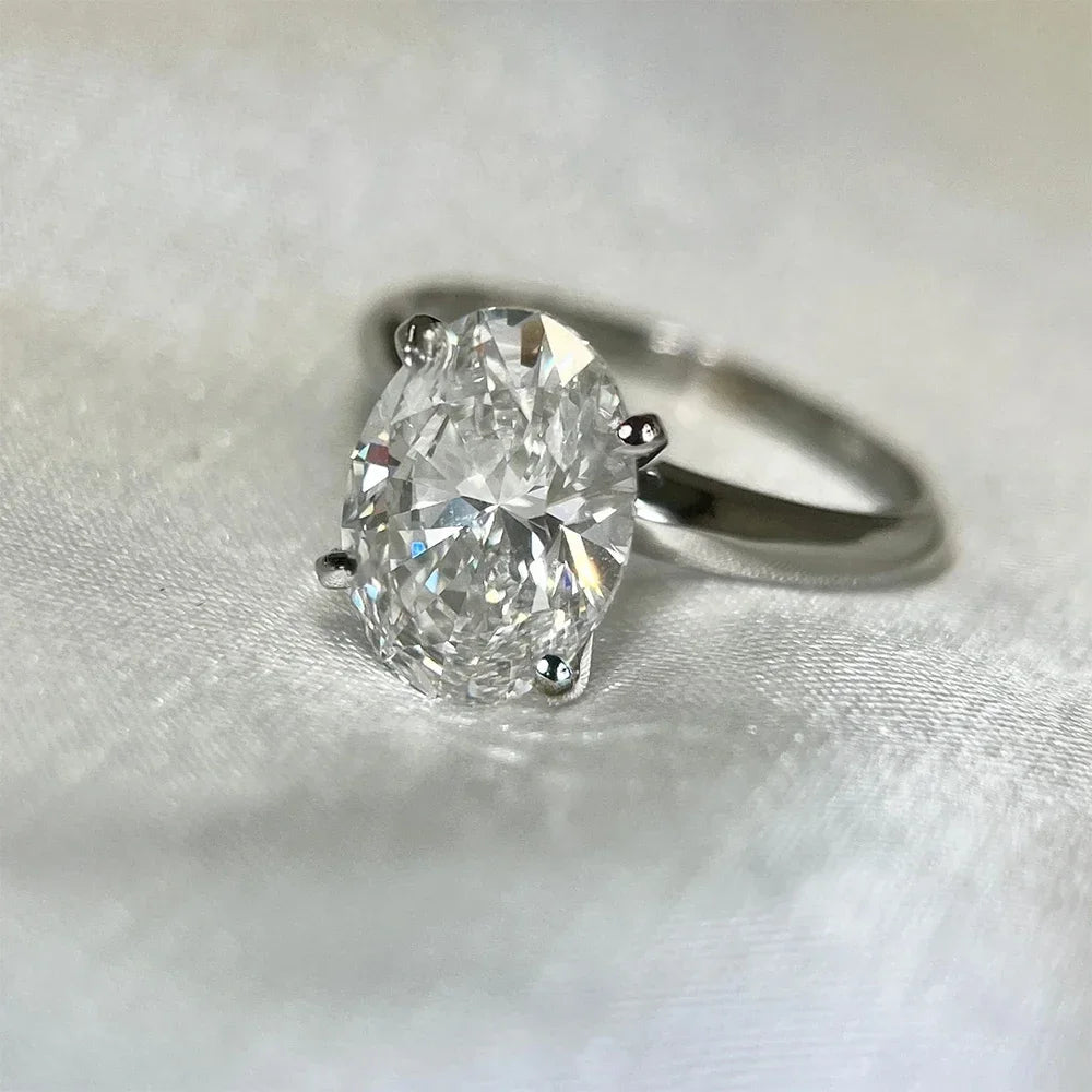 GRA Certified 1/2/3 Carat Oval Cut Moissanite Solitaire Diamond Ring 925 Sterling Silver Engagement Wedding Rings for Women - Xprespick