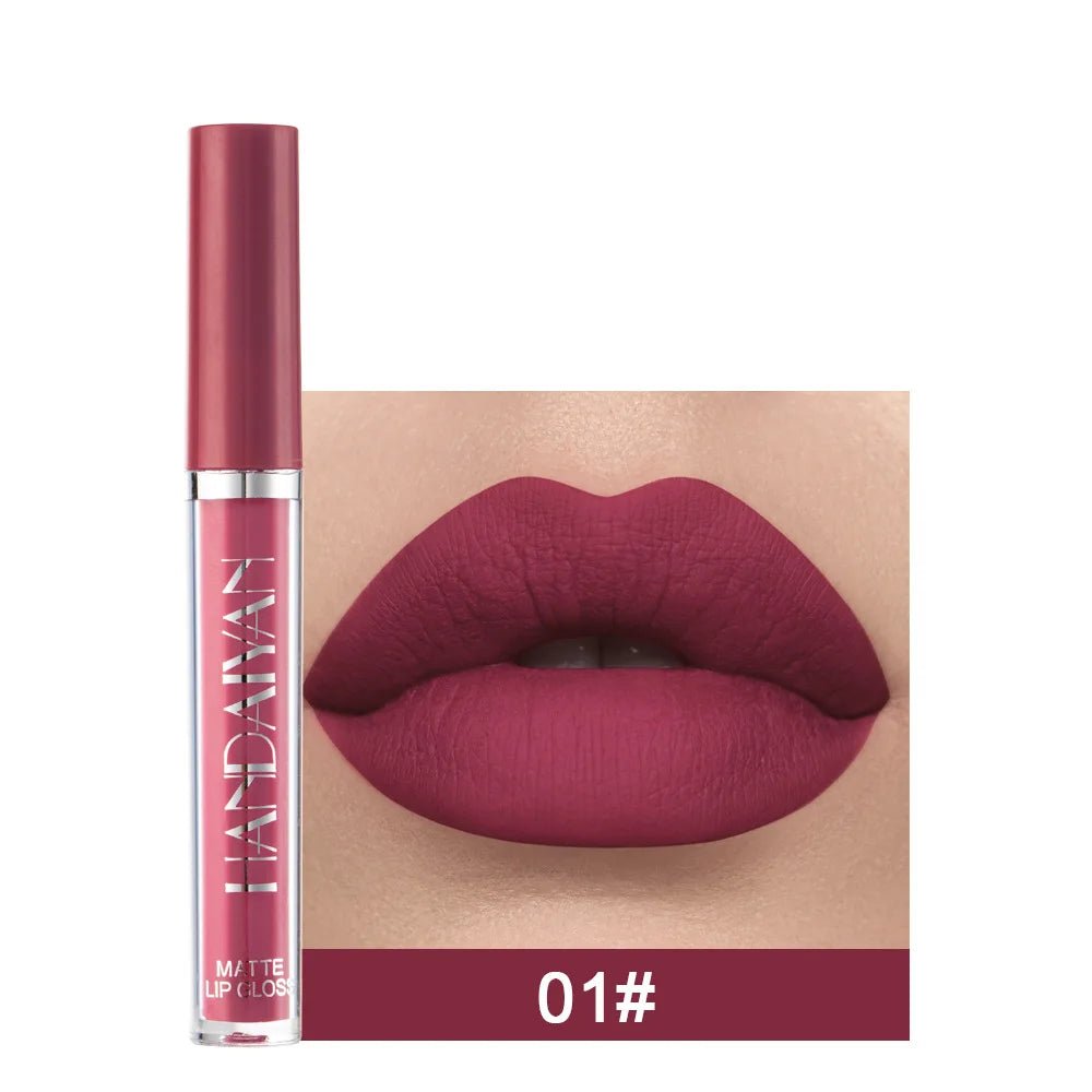 Handaiyan 12 Colors Matt Lip Gloss Longlasting Red Nude Lipstick Liquid matte Waterproof Lipgloss Makeup - Xprespick