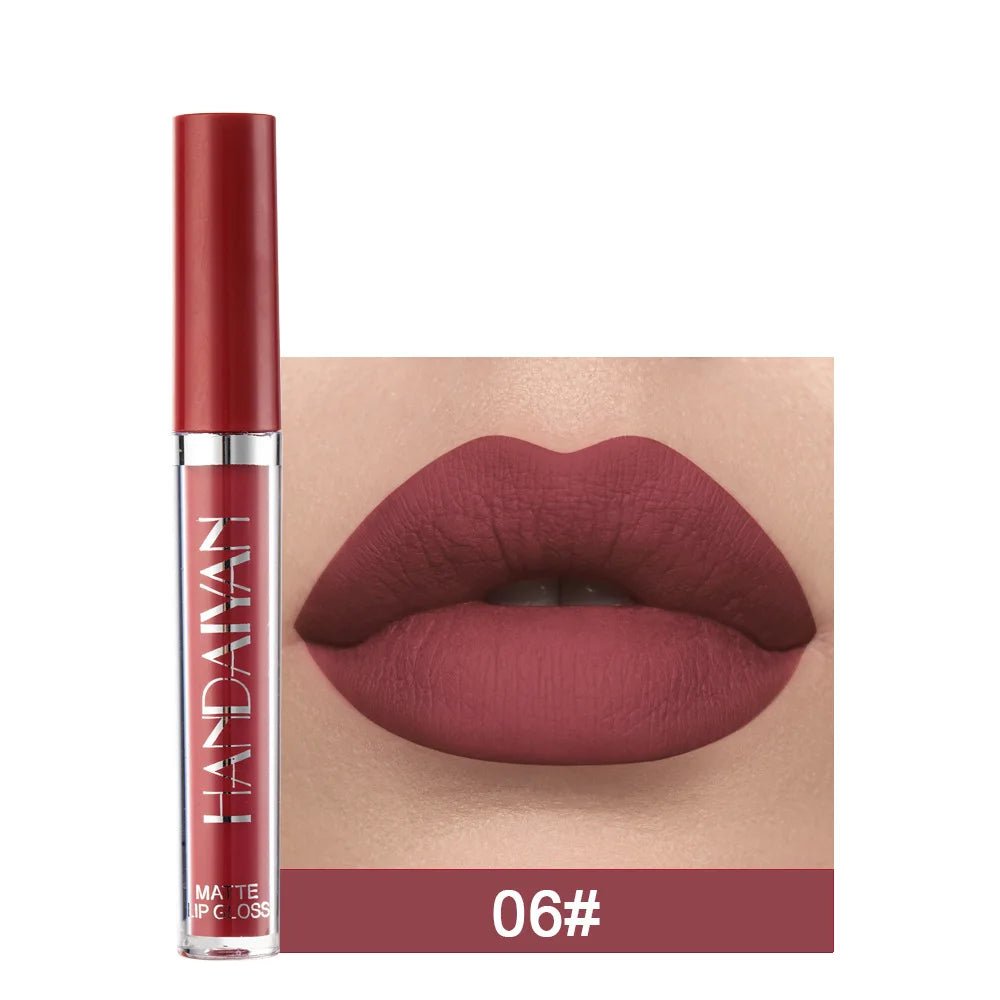 Handaiyan 12 Colors Matt Lip Gloss Longlasting Red Nude Lipstick Liquid matte Waterproof Lipgloss Makeup - Xprespick