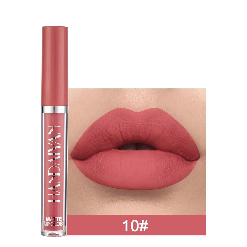 Handaiyan 12 Colors Matt Lip Gloss Longlasting Red Nude Lipstick Liquid matte Waterproof Lipgloss Makeup - Xprespick