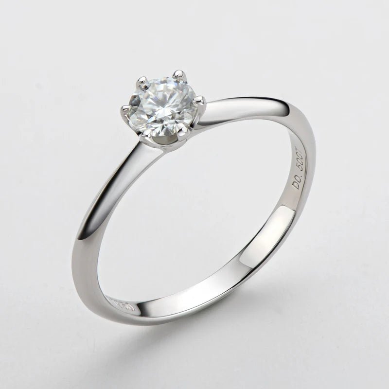 IOGOU Mosanite Diamond Rings for Women 0.5 Carat Engagement Round Cut Solitaire Ring Real 925 Sterling Silver Wholesale Jewelry - Xprespick