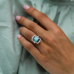 JOVOVASMILE 18K Gold Lab Emerald Moissanite Ring 5 Carats 11*9 MM Emerald Cut Bridal Ring Jewelry for Women - Xprespick