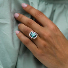 JOVOVASMILE 18K Gold Lab Emerald Moissanite Ring 5 Carats 11*9 MM Emerald Cut Bridal Ring Jewelry for Women - Xprespick