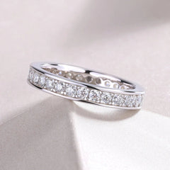 KNOBSPIN D VVS1 All Moissanite Ring S925 Silver Plated 18k White Gold Fine Eternity Bands Engagement Wedding Rings for Women Man - Xprespick
